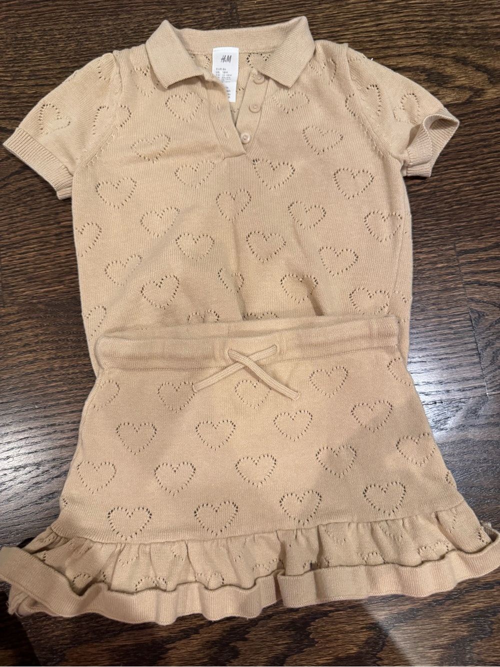 H&M Beige Heart Knit Matching Set